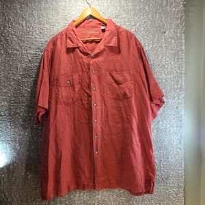 Caribbean Linen Shirt Mens 2XT Short Sleeve Button Up Pocket